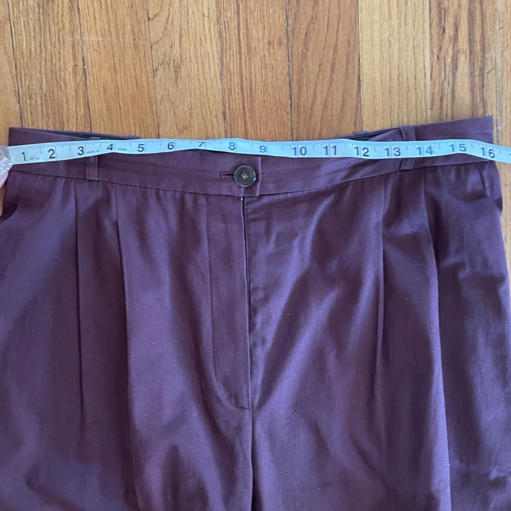 CHANEL Deep Burgundy Trousers with Logo Button - Picture 6 of 7